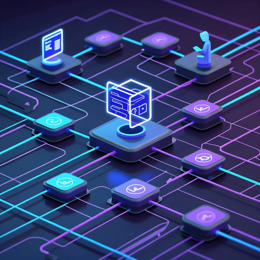 AI agents connecting digital workflow nodes in enterprise automation