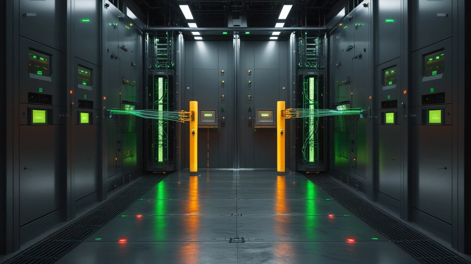 AI agent bank account access represented by a secure transaction gateway separating automated requests from protected financial systems