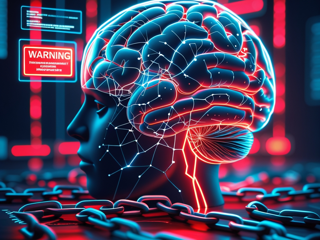 Jailbroken AI security concept showing broken safety guardrails and cybersecurity threats