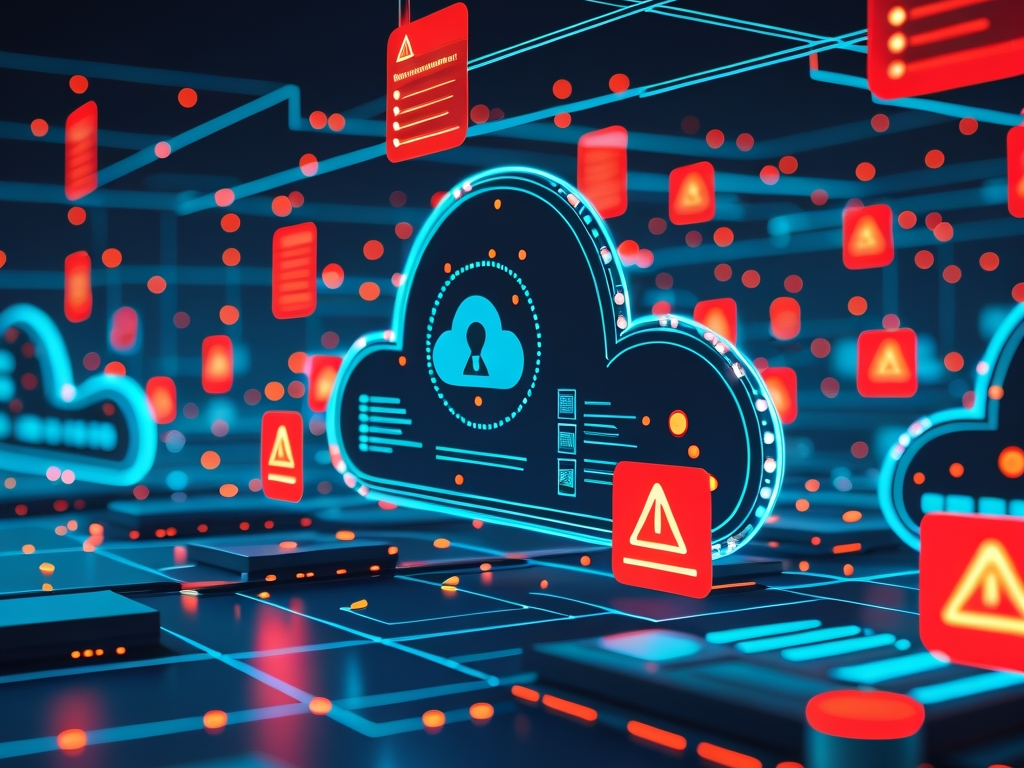 Azure SRE Agent security vulnerability visualization showing cloud infrastructure under cyber attack with CVE warning alerts