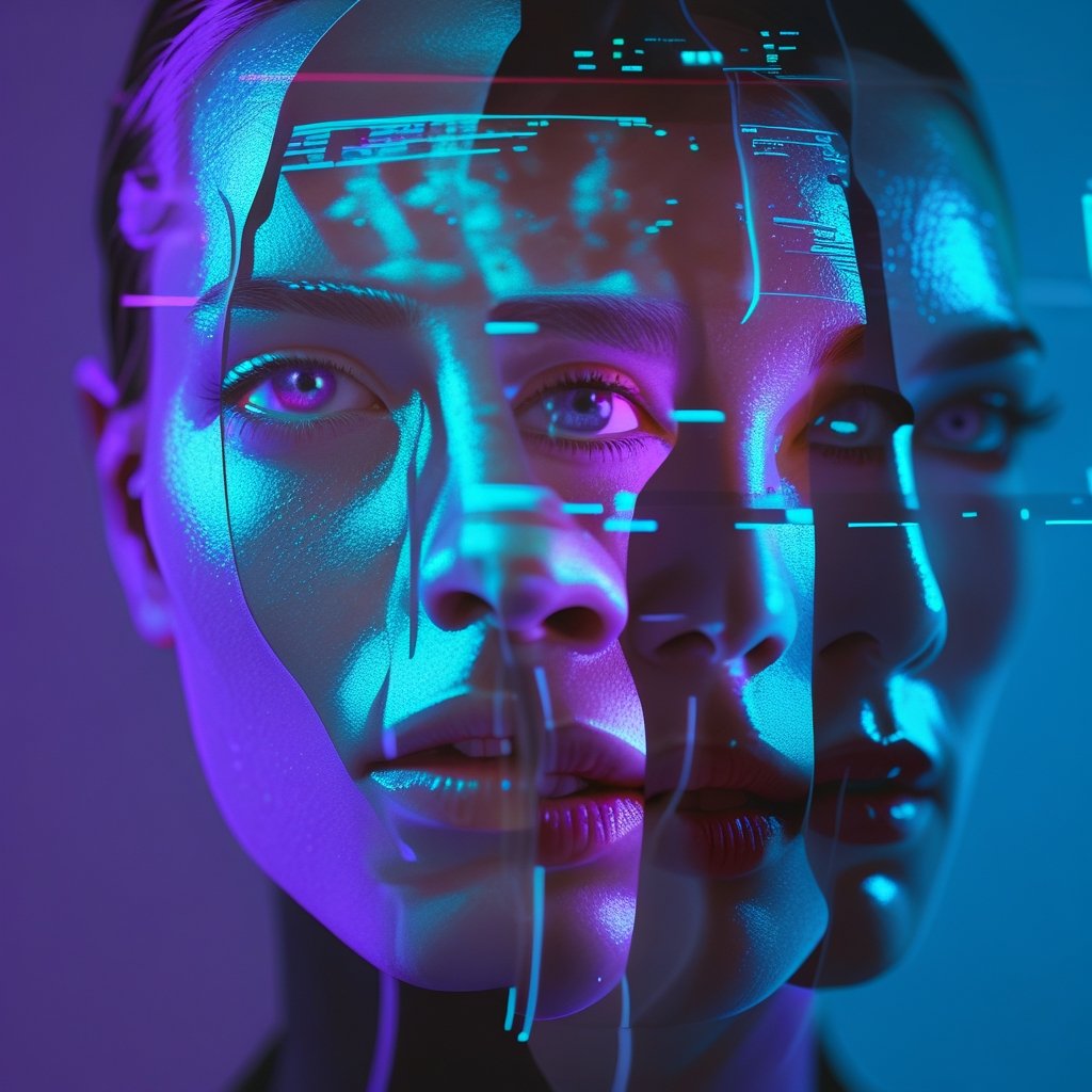 Deepfake face manipulation with overlapping facial holograms