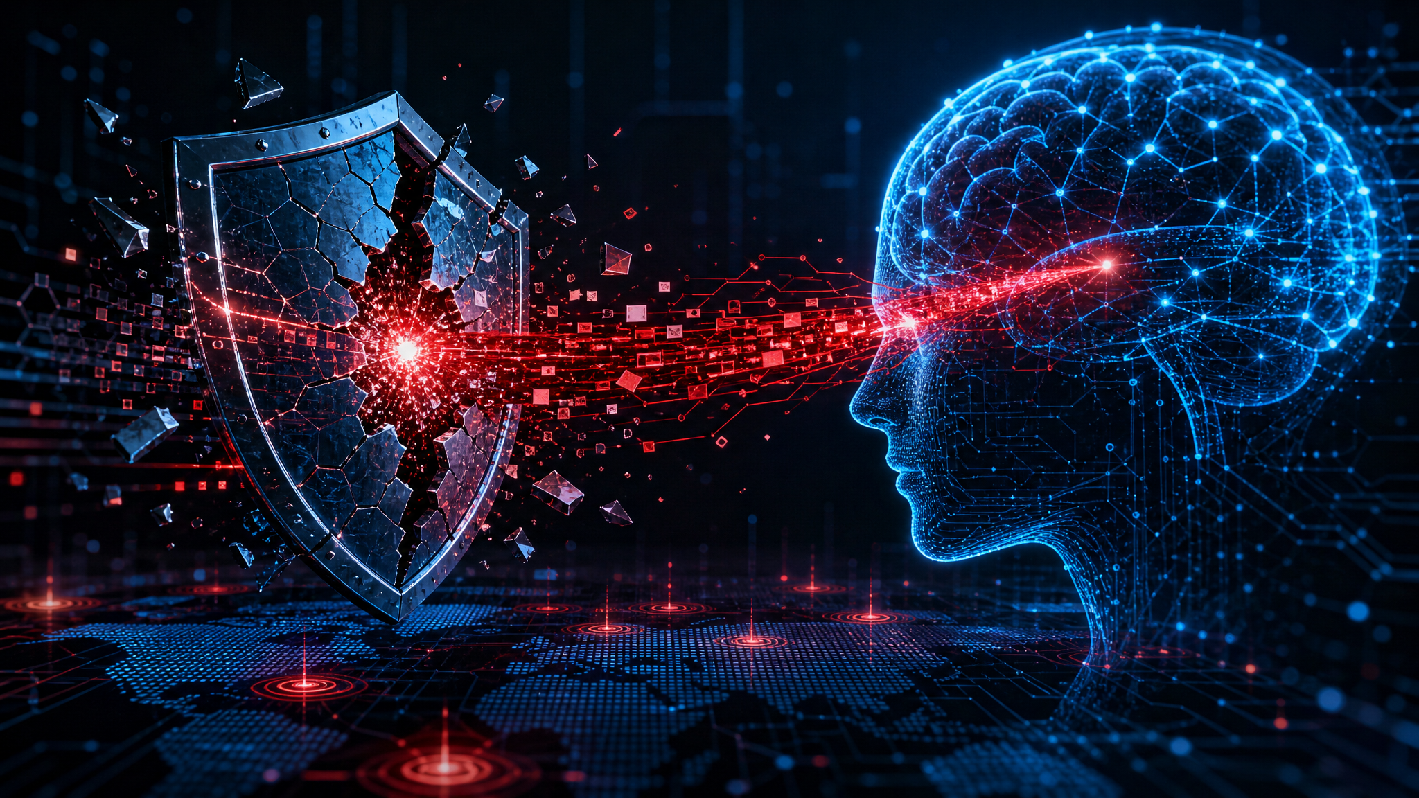 AI-generated zero-day exploit visualization showing artificial intelligence weaponizing vulnerabilities for cyberattacks