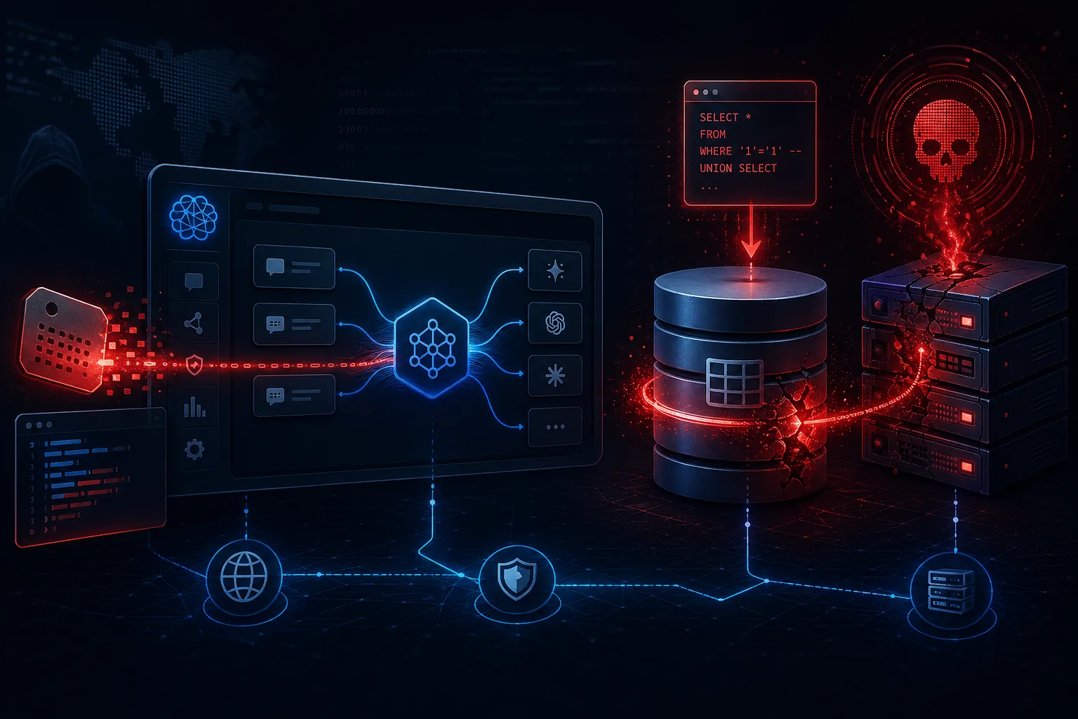 LiteLLM CVE-2026-42208 SQL injection vulnerability showing database attack chain