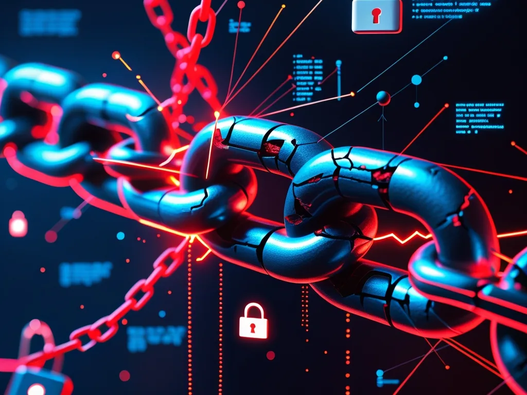 MCP protocol systemic vulnerability visualization showing broken AI supply chain security