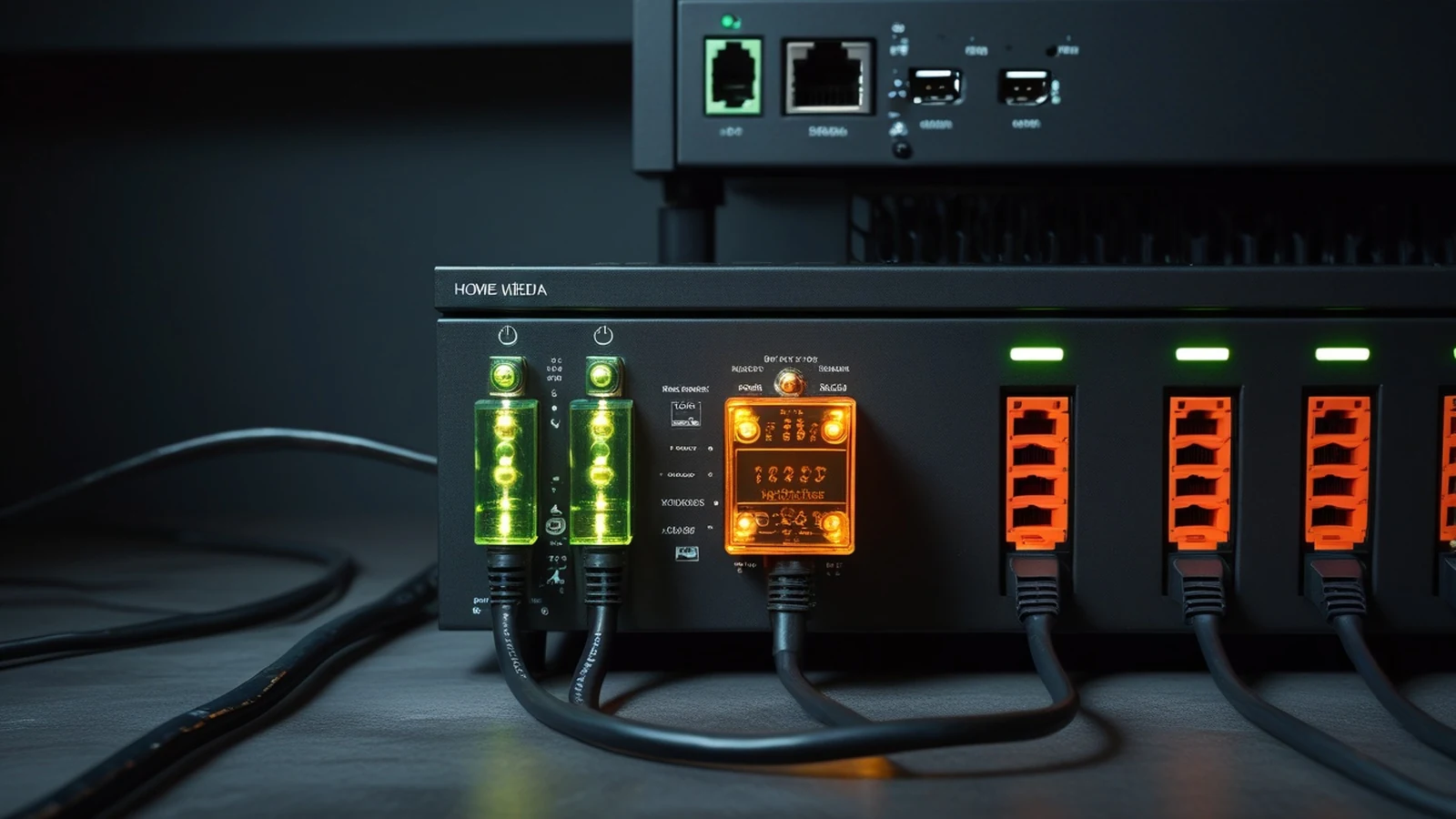 Plex2Shell attacks represented by a compromised media server rack being isolated from a dark home network