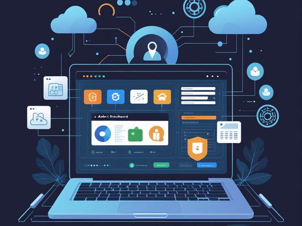 Shadow SaaS security illustration showing unsanctioned cloud apps spreading across employee laptops while an admin dashboard reviews approvals, access logs, and risky integrations