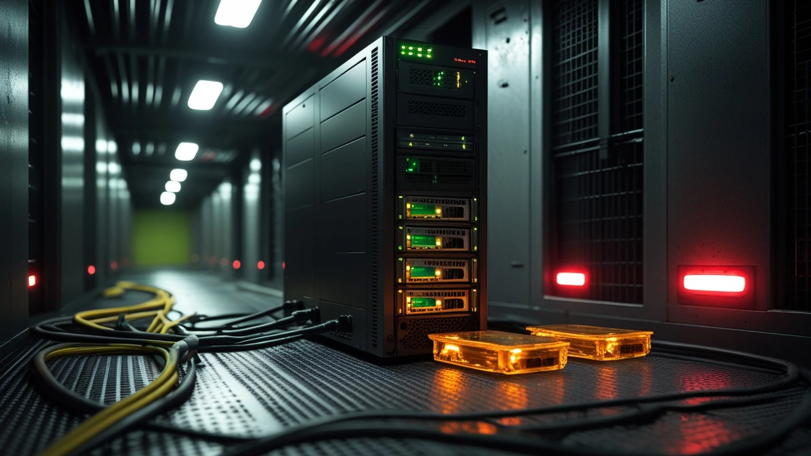 ShinyHunters Clop hack shown as a compromised dark server room with a severed data route and isolated evidence drives